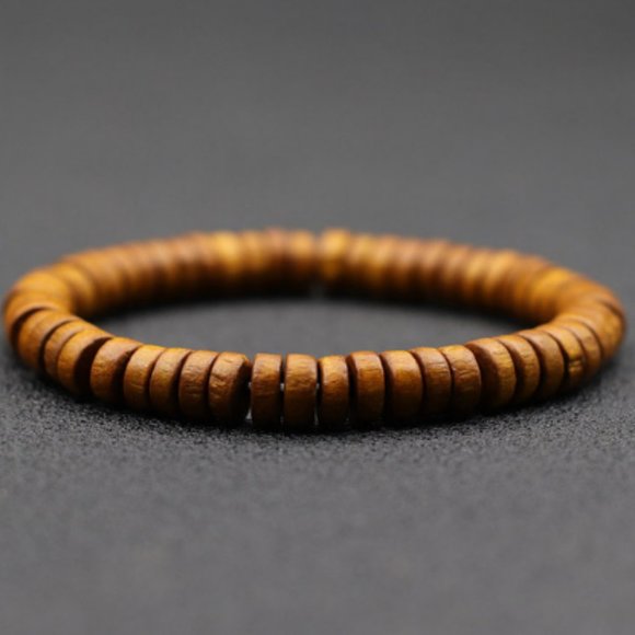 Wood Bracelet,Rondelle 8mm Wood Bracelet,Surfer Bracelet,Wooden Bracelet - Picture 1 of 1